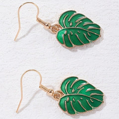 Leaf Shape Dangle Drop Earrings Enamel Alloy Women's Accessories