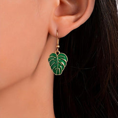 Leaf Shape Dangle Drop Earrings Enamel Alloy Women's Accessories