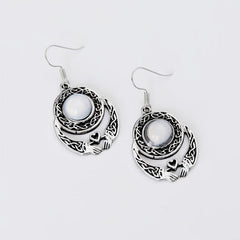 Stone Inlaid Alloy Dangle Earrings Retro Style Jewelry