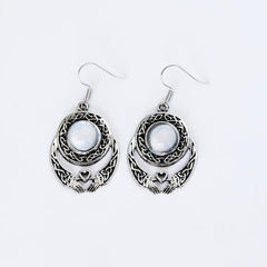 Stone Inlaid Alloy Dangle Earrings Retro Style Jewelry