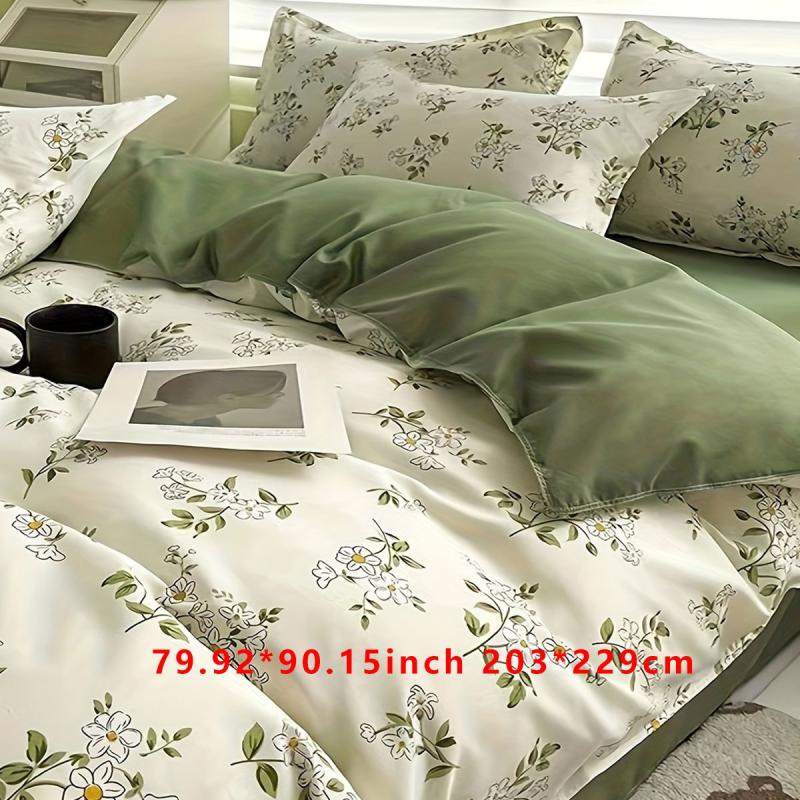 3pc Floral Print Duvet Cover Set Soft Comfortable Bedding