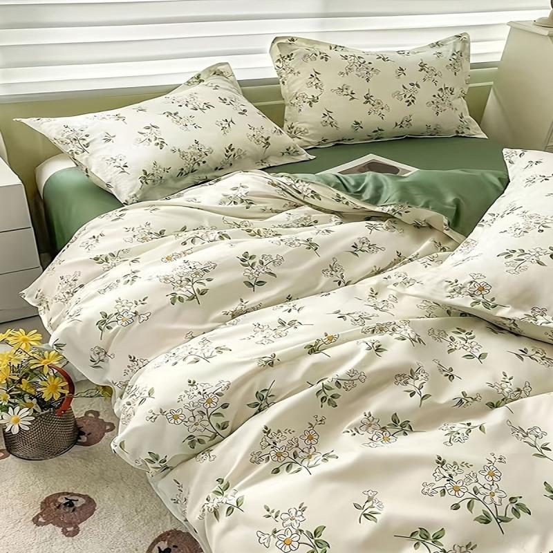 3pc Floral Print Duvet Cover Set Soft Comfortable Bedding