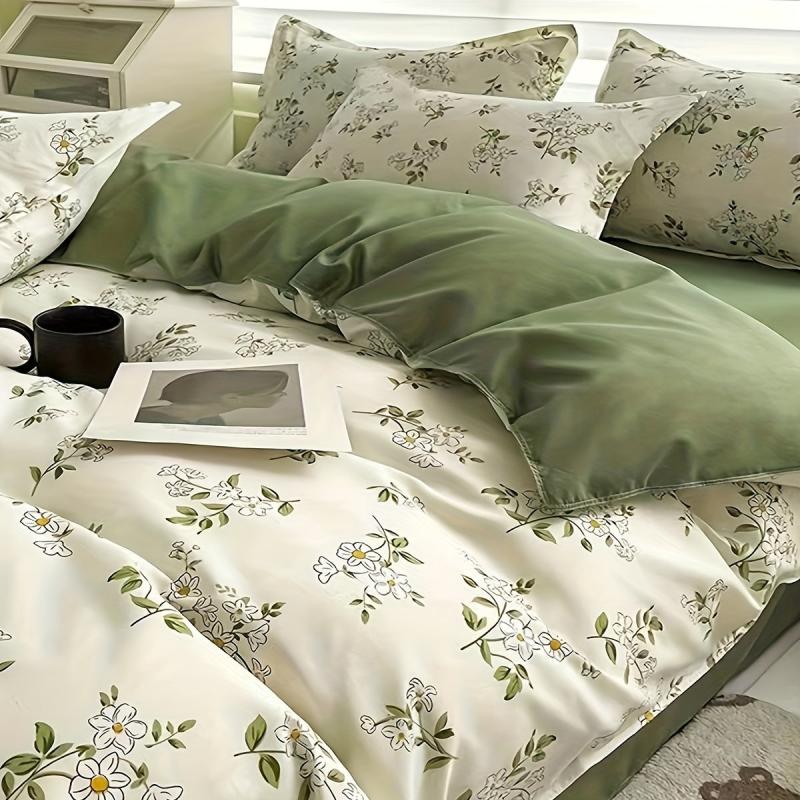 3pc Floral Print Duvet Cover Set Soft Comfortable Bedding