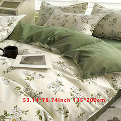 3pc Floral Print Duvet Cover Set Soft Comfortable Bedding