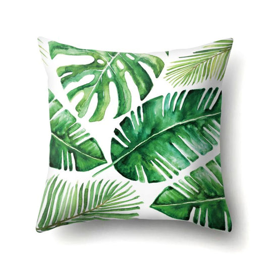 Tropical Leaves Polyester Cushion Cover 17x17 Inches