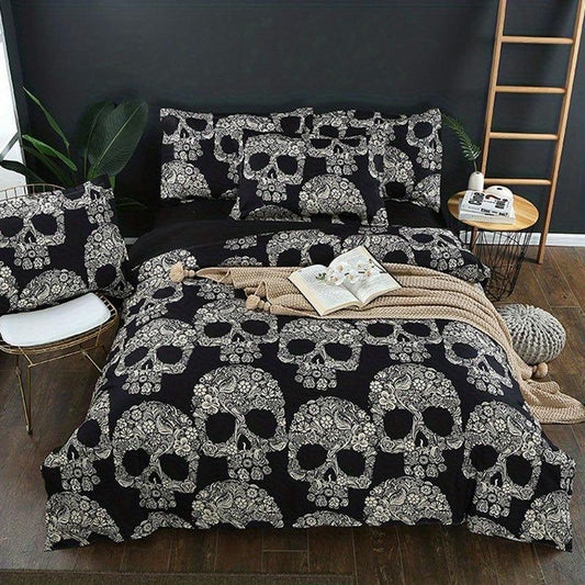 3pcs Gothic Skull Print Bedding Set Duvet Cover