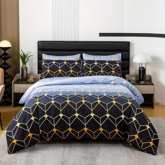 Multicolor Gradient Geometric Duvet Cover Set