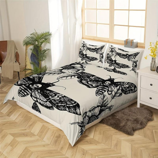 Gothic Skull Print Duvet Set for All Seasons - 3pcs