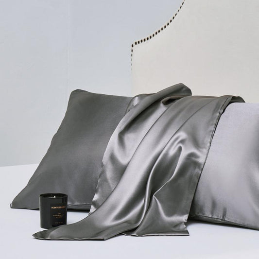 2pcs Satin Solid Pillowcase Soft Pillow Cover With Envelope Closure