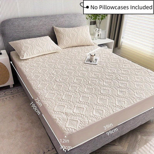Embossed Fitted Sheet Soft Comfortable Solid Quilted Mattress Protector