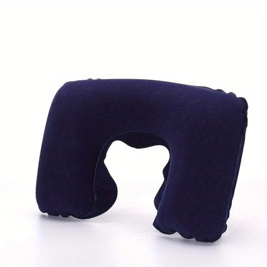 U-shaped Inflatable Travel Pillow Short Plush Cover PVC Support Soft Neck Pillow