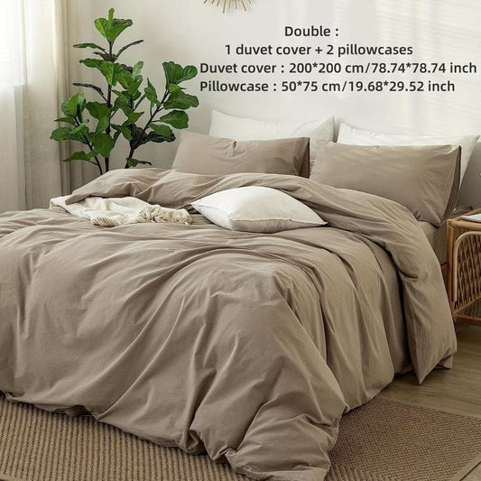 3pcs Duvet Cover Set Solid Brushed Microfiber Fabric Bedding Set