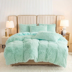 3pcs Faux Fur Velvet Duvet Cover Set Soft Warm Plush Bedding