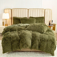 3pcs Faux Fur Velvet Duvet Cover Set Soft Warm Plush Bedding