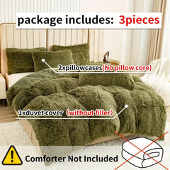 3pcs Faux Fur Velvet Duvet Cover Set Soft Warm Plush Bedding