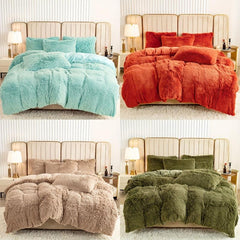 3pcs Faux Fur Velvet Duvet Cover Set Soft Warm Plush Bedding