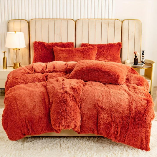 3pcs Faux Fur Velvet Duvet Cover Set Soft Warm Plush Bedding