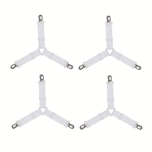4pcs Triangle Bed Sheet Clip Anti-slip Fastener Mattress Elastic Rope