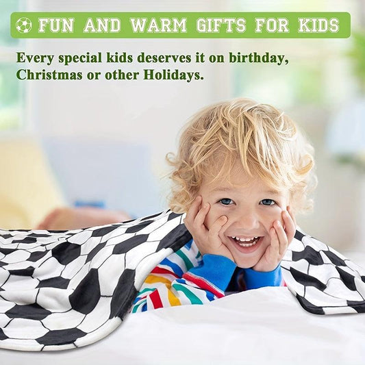 Kids Soccer Throw Blanket - Soft and Cozy for Boys and Girls