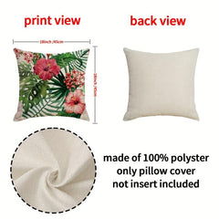 Floral Print Cushion Cover, Red & Green Flower Decor, 45x72 cm, Sofa Bed