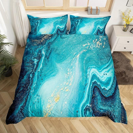 3pc Abstract Marble Duvet Cover Set - Bedroom & Guest Room