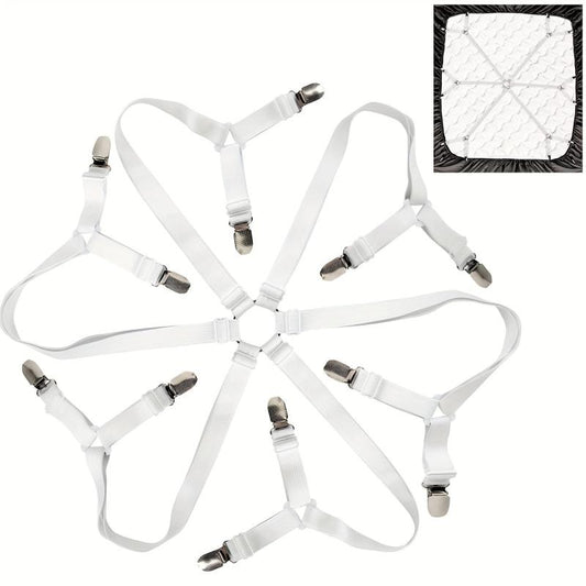Adjustable 6 Way Cross Bed Sheet Clips for Secure Fit