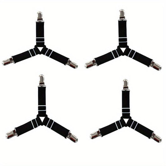 4PCS Triangle Bed Sheet Holder Elastic Suspenders Bed Sheet Straps