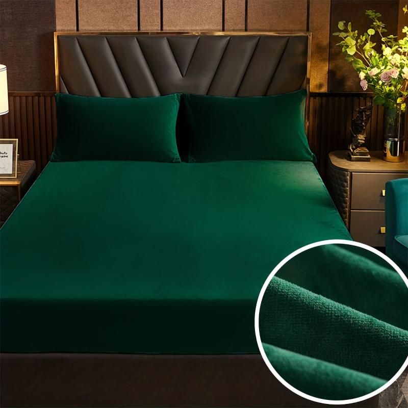 Cozy Crystal Velvet Fitted Sheet Set - Non-slip, Warm Mattress Cover