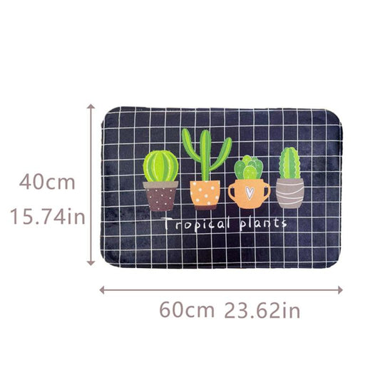 Cactus Pattern Floor Mat Soft Non-slip Bath Rug