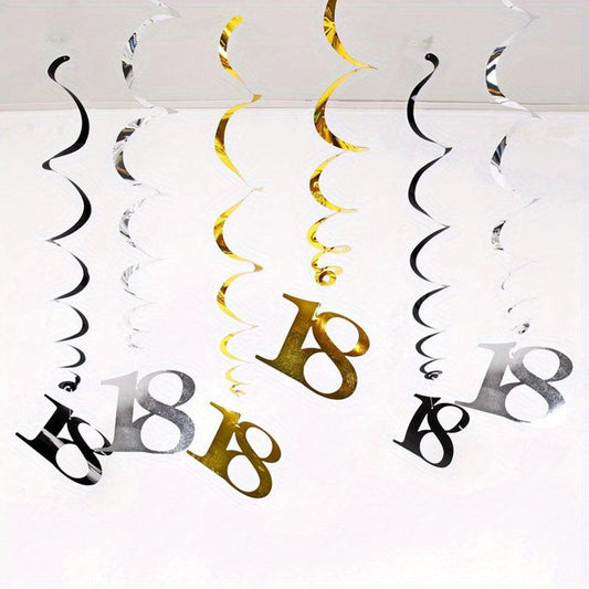 6pcs Happy Birthday Number Spiral 18 21 30 40 50 60 70 80 90