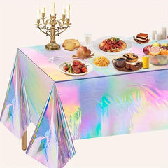 Iridescence Plastic Tablecloths 137 16cmx274 Laser Table Covers Holographic Foil