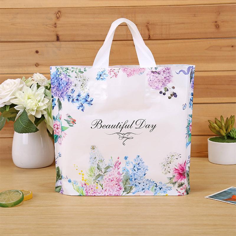 5pcs Lavender Print PVC Satchel Gift Bag Holiday Decor Accessory