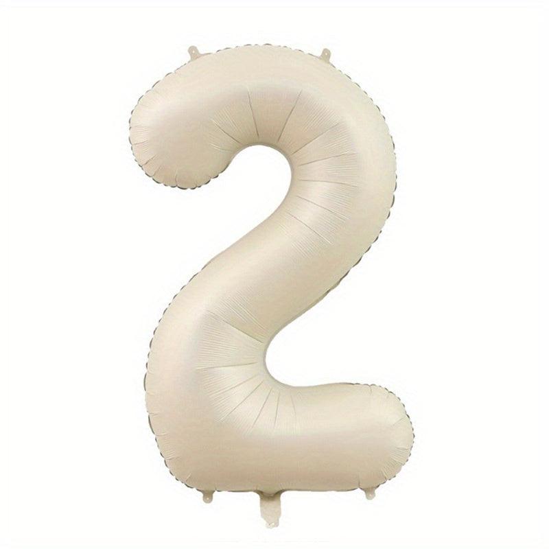 40in Big Cream Number Balloons 0-9 Foil Helium Party Decoration