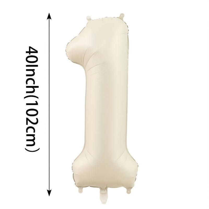 40in Big Cream Number Balloons 0-9 Foil Helium Party Decoration