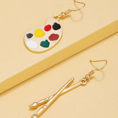 Asymmetric Palette Paintbrush Earrings