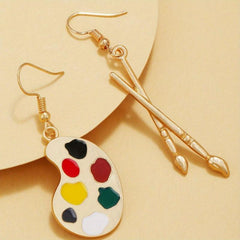 Asymmetric Palette Paintbrush Earrings