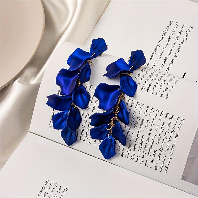 Long Acrylic Rose Petal Earrings Dangle Drop Statement Floral Tassel Earrings