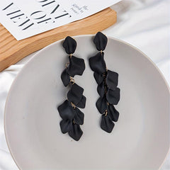 Long Acrylic Rose Petal Earrings Dangle Drop Statement Floral Tassel Earrings