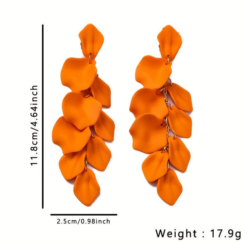 Long Acrylic Rose Petal Earrings Dangle Drop Statement Floral Tassel Earrings