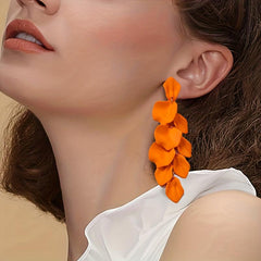 Long Acrylic Rose Petal Earrings Dangle Drop Statement Floral Tassel Earrings