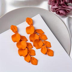 Long Acrylic Rose Petal Earrings Dangle Drop Statement Floral Tassel Earrings