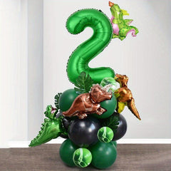 26pcs Green Dino Birthday Party Balloon Set with Glue for Baby Shower