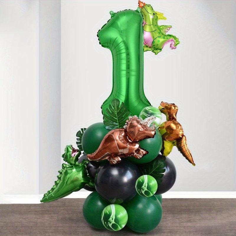 26pcs Green Dino Birthday Party Balloon Set with Glue for Baby Shower