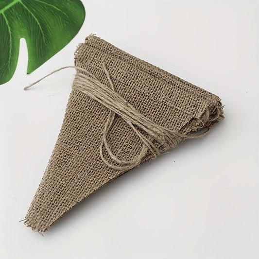 13pcs Vintage Jute Hessian Burlap Bunting Banner Wedding Party Decor