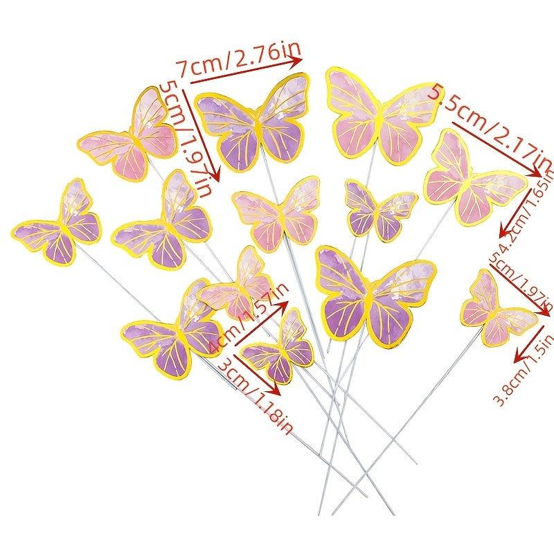 10pcs Butterfly Cake Toppers Wedding Party Baking Supplies Birthday Cakes Decor