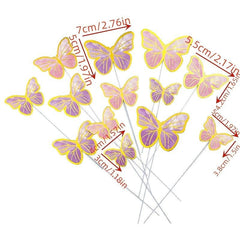 10pcs Butterfly Cake Toppers Wedding Party Baking Supplies Birthday Cakes Decor