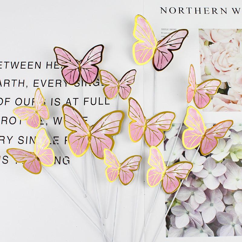 10pcs Butterfly Cake Toppers Wedding Party Baking Supplies Birthday Cakes Decor
