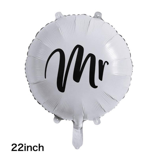 22 Inch Round Aluminum Film Mr Mrs Party Balloon Set