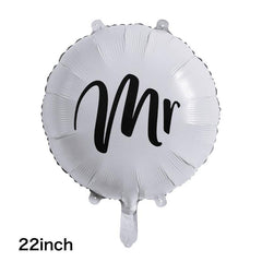 22 Inch Round Aluminum Film Mr Mrs Party Balloon Set