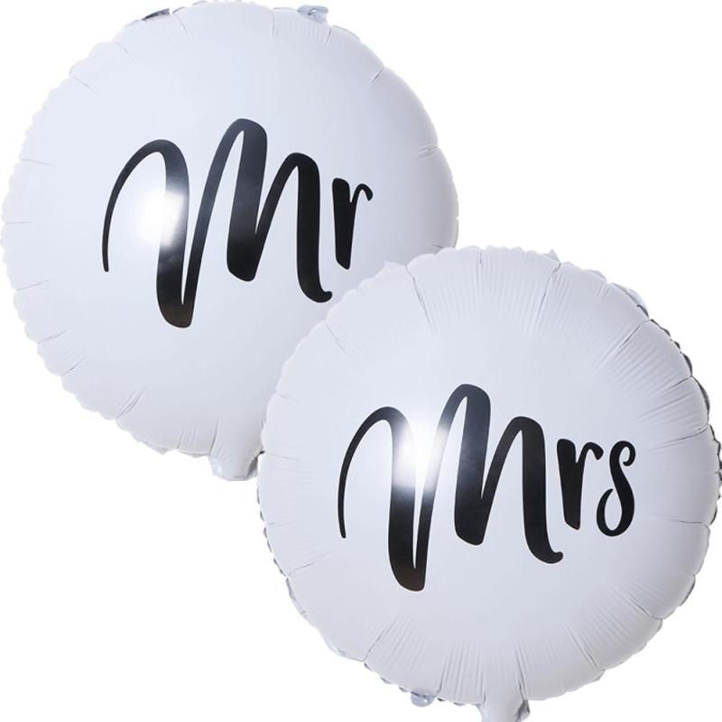 22 Inch Round Aluminum Film Mr Mrs Party Balloon Set